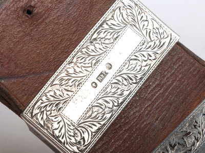 Hallmarked silver mounted brown leather shoulder belt and pouch for a Rifles officer - 9