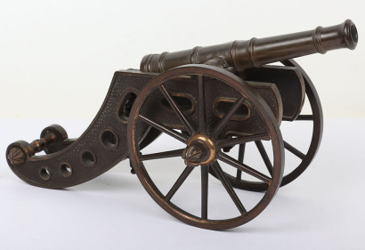 Victorian brass model of a siege cannon