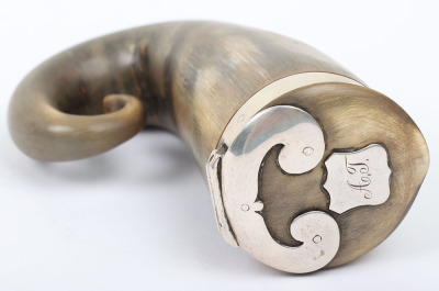 Victorian silver mounted Scottish ram&rsquo;s horn snuff mull - 2