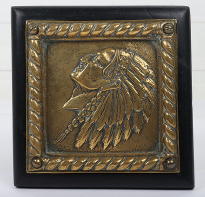 Square cast brass souvenir of HMS IROQUOIS