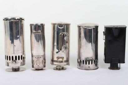 4 assorted silver plated student&rsquo;s candle sticks stamped THORNHILL BOND ST, ALLN STRAND