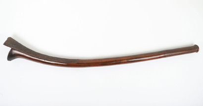 Fijian wooden club of &lsquo;gun stock&rsquo; form