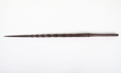 Carved hardwood head of a Fijian barbed spear