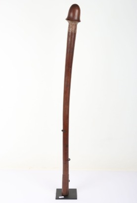 New Caledonian carved wooden club of phallic form