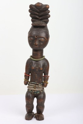 West African caved wooden female figure