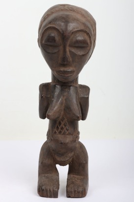 Luba carved wooden female figure, Hemba tribe, Congo