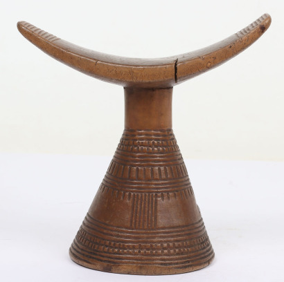African carved wooden tribal head rest