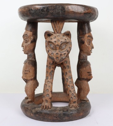 African carved wood stool