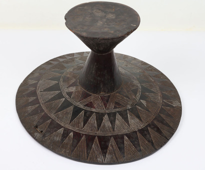 African carved wooden shallow bowl