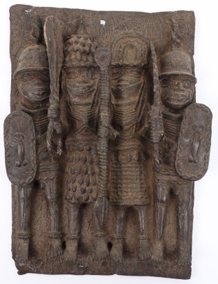 Cast brass Benin plaque