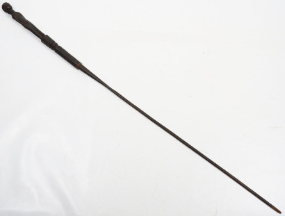 Tanzanian carved wooden staff with iron stem from the Uluguru mountains