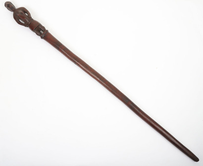 West African carved hardwood walking stick