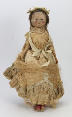A charming George III carved English wooden doll, circa 1780,