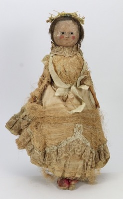 A charming George III carved English wooden doll, circa 1780,