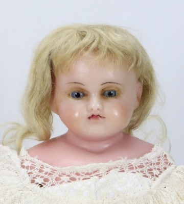 A Pierotti poured wax shoulder head doll, English circa 1855, - 2