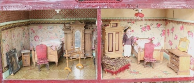 A good mid Victorian painted wooden English dolls house and contents, - 3