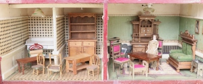 A good mid Victorian painted wooden English dolls house and contents, - 5