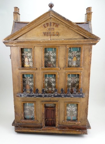 &lsquo;Edith Villa&rsquo; 1878, a charming English painted wooden Dolls House,