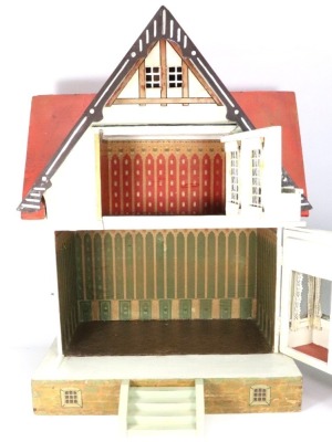 A painted wooden Chalet style Dolls House by Albin Schoenherr, German circa 1915, - 2