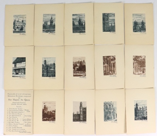 Rare set of Frank Willis facsimile miniature etchings engraved for Queen Mary&rsquo;s Dolls House, 1923,