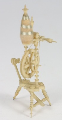 A good miniature bone spinning wheel, 19th century, - 2