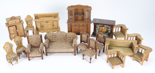Collection of various wooden Dolls House furniture, German circa 1905,