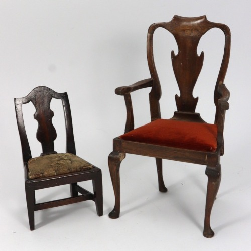 Two miniature dolls chairs, English 1920s,