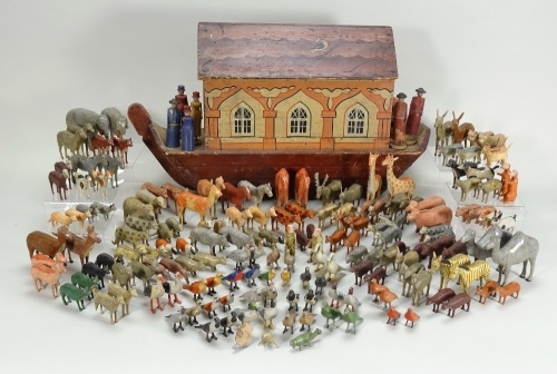 A fine wooden Noah&rsquo;s Ark and Animals, German 1880s,