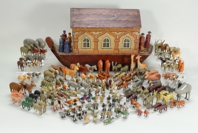 A fine wooden Noah&rsquo;s Ark and Animals, German 1880s,