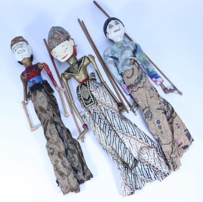 Six Indonesian Wayang Golek rod-puppets,