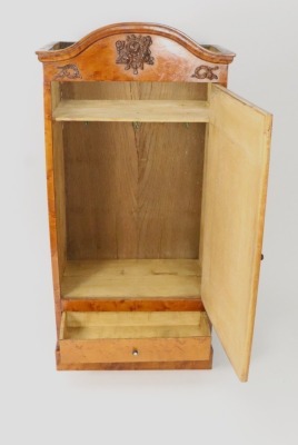 A miniature walnut veneer dolls wardrobe with mirror, late 19th century, - 2