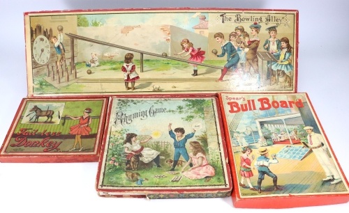 The Bowling Alley fold out board game, German 1890s,