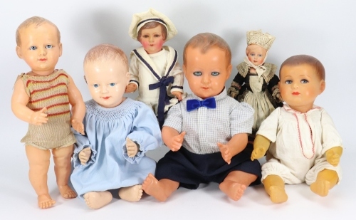 Six French celluloid dolls, circa 1930