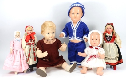 Five celluloid dolls, circa 1930,