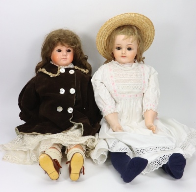 A Composition shoulder head doll, German circa 1900,