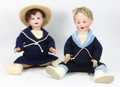 A pair of English &lsquo;Nunsuch, Liverpool&rsquo; baby dolls, circa 1915,