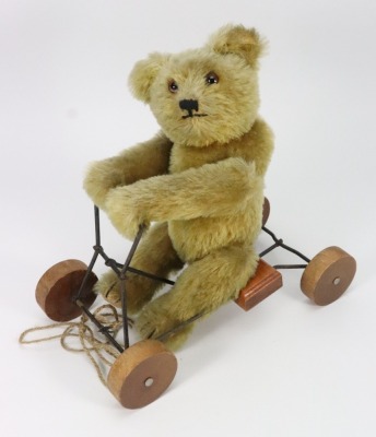 A rare British United Toy Manufacturing Co Ltd Omega bear coaster on wheels, circa 1915, - 2