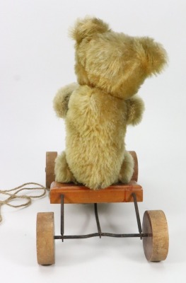 A rare British United Toy Manufacturing Co Ltd Omega bear coaster on wheels, circa 1915, - 3