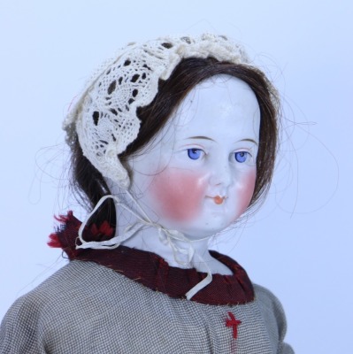 *A good wigged Parian-style shoulder head lady doll, German circa 1860, - 2