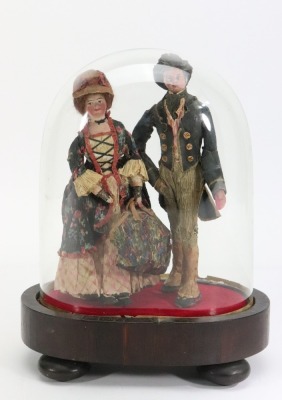 A pair of Edwardian composition shoulder head dolls in original crepe outfits, - 3