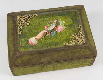 A sweet dolls green velvet vanity case, circa 1910, - 2