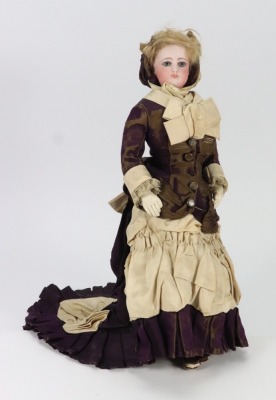 A Francois Gaultier bisque shoulder head fashion doll in original clothes, French circa 1870, - 2