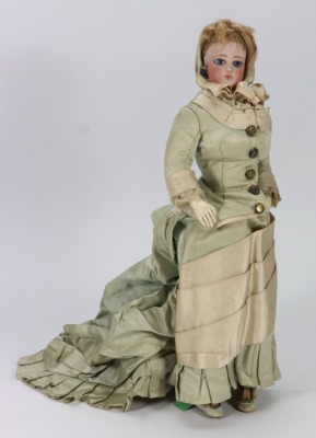 A Francois Gaultier bisque shoulder head fashion doll in original clothes, French circa 1870, - 2