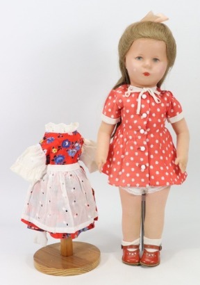A Kathe Kruse doll in original clothes, German 1950s,