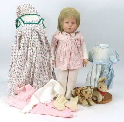 A Kathe Kruse doll in original clothes, German 1950s,