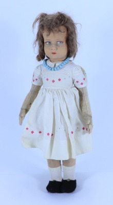 A Lenci cloth doll, Italian circa 1925,