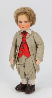Italian Lenci Mascot felt boy doll in regional walking costume,