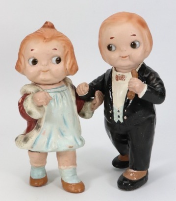 *A rare pair of Ideal &lsquo;Campbell Kids&rsquo; hard composition character dolls with googly eyes by Grace Drayton, American circa 1916,