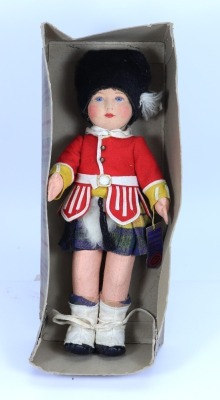 A Chad Valley &lsquo;Jock&rsquo; Scottish guard cloth doll in original box, English 1920s,