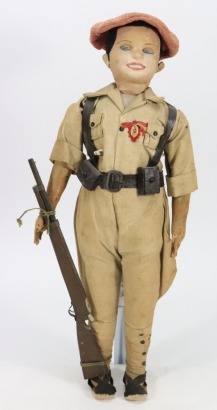 A Spanish soldier and six Norah Welling&rsquo;s cloth dolls,